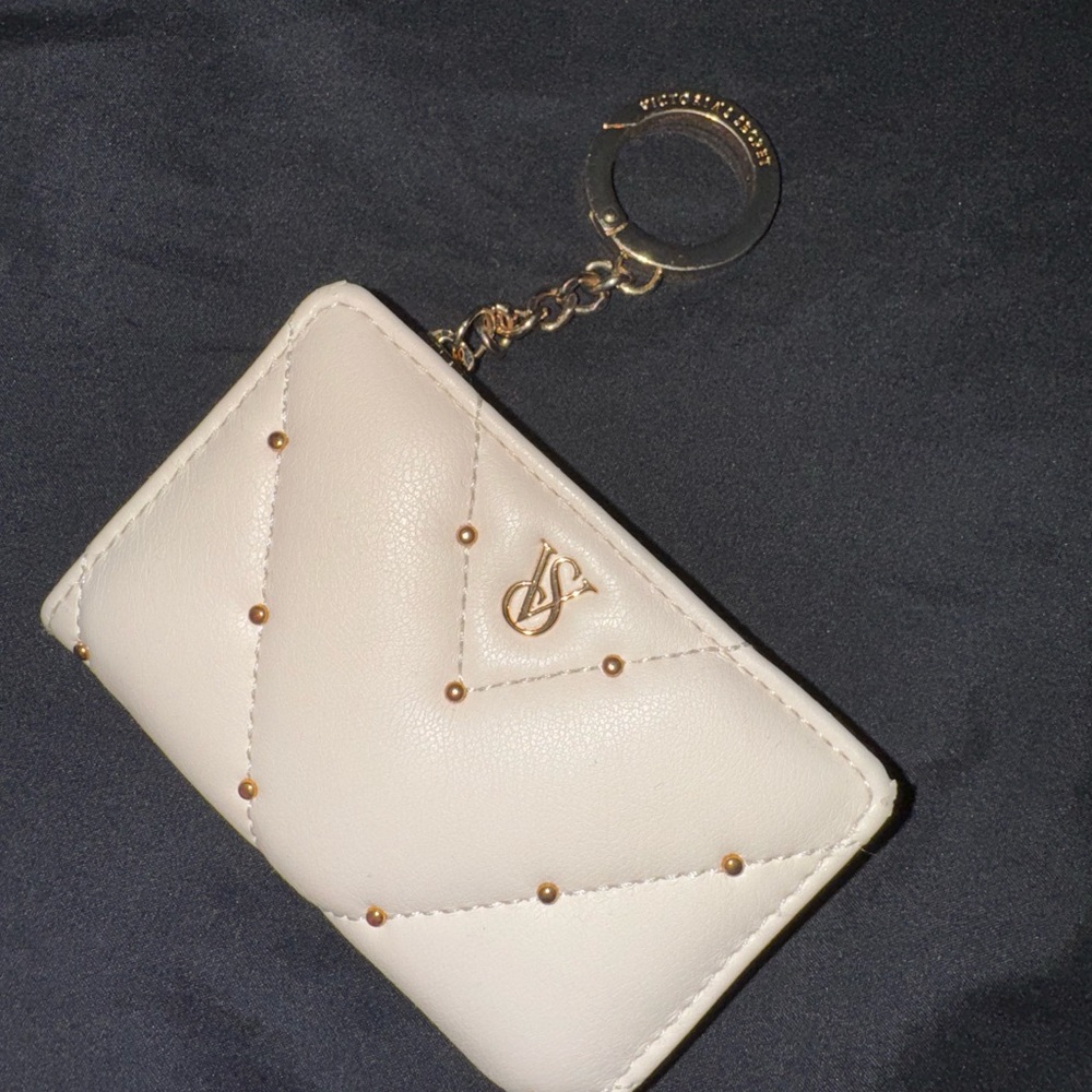 Victoria Secret Cream Quilted Card Holder with Gold Details